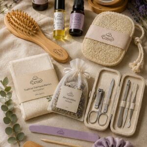 Surtido variado de productos de cuidado y belleza
